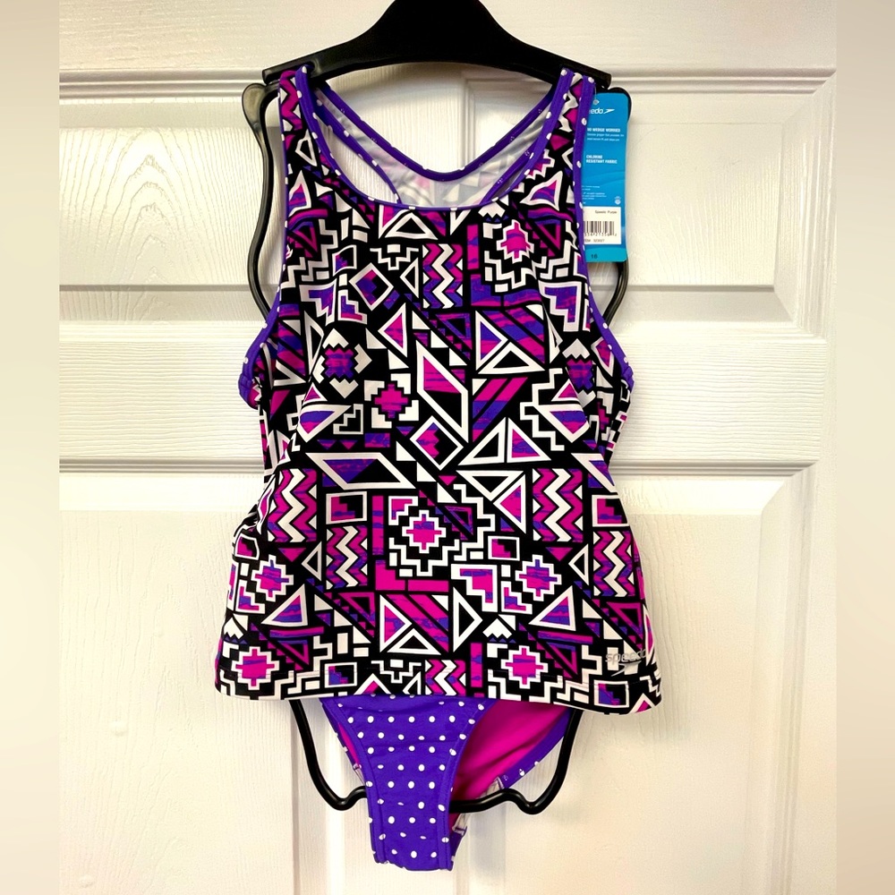 NWT SPEEDO GIRLS 2 PIECE BATHING SUIT